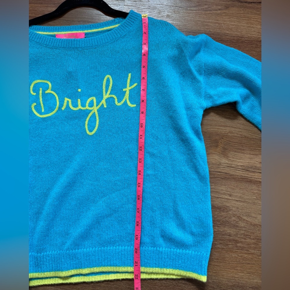 Lilly Pulitzer Turquoise Charlton Crewneck Sweater with Yellow Bright Sz M NWT - Picture 6 of 9